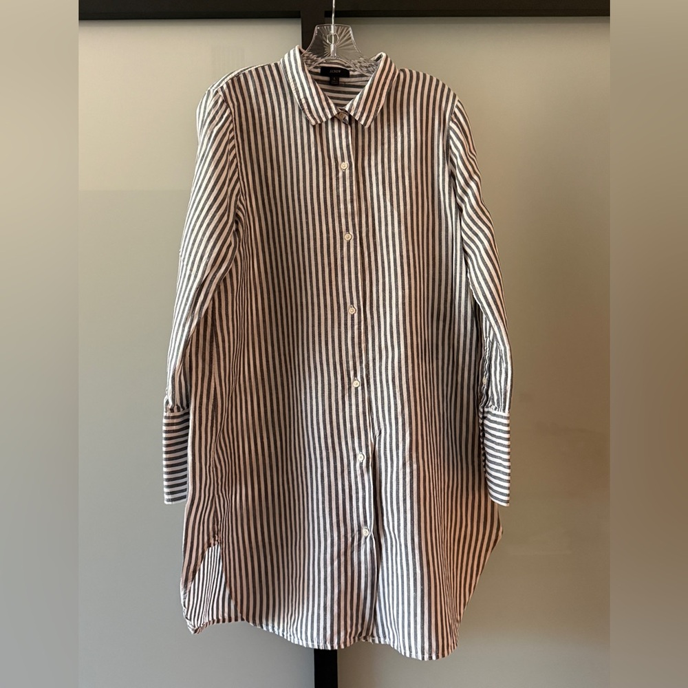 J. Crew Relaxed-fit beach shirt in striped linen-cotton blend
